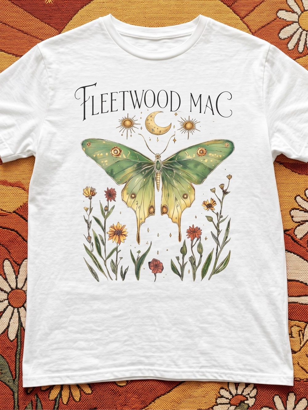 Fleetwood Mac Luna Moth Shirt | Classic
Rock | Bohemian | Fleetwood Mac fans
